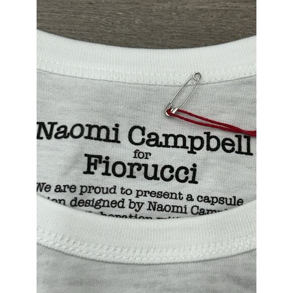 NWT FIORUCCI White Naomi Campbell Printed Graphic T-Shirt Cap Sleeve Size XS - Picture 3 of 10